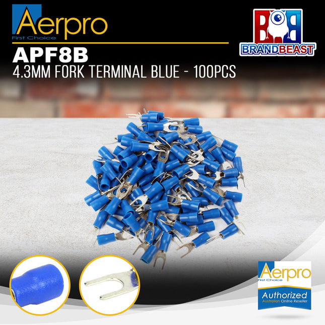Aerpro APF8B 4.3mm Fork Terminal Blue - 100pcs