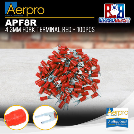 Aerpro APF8R 4.3mm Fork Terminal Red - 100pcs