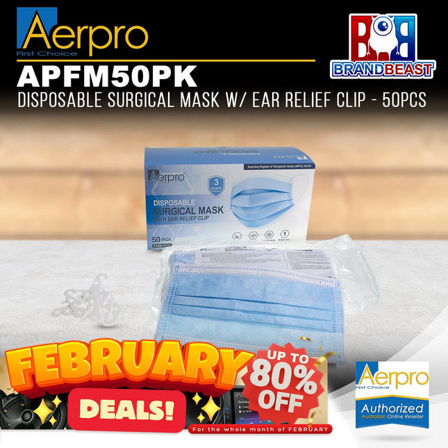 Aerpro APFM50PK Face Mask w/ Ear Relief Clip - 50pcs