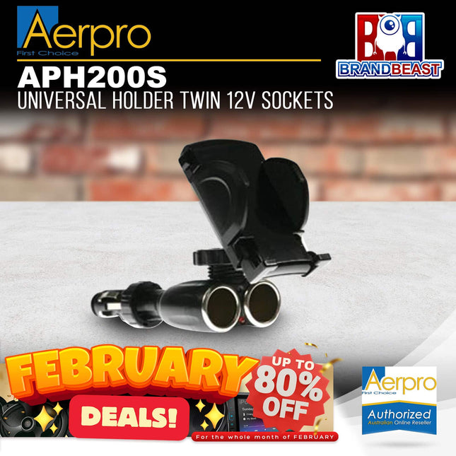 Aerpro APH200S Universal Holder Twin 12v Sockets