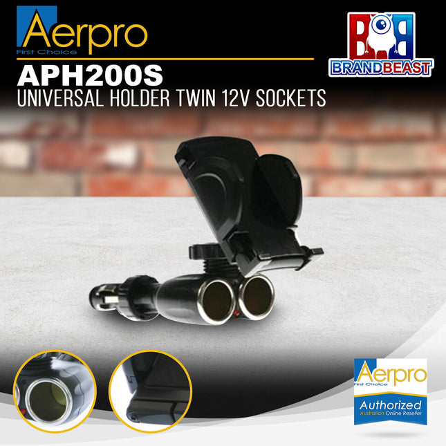 Aerpro APH200S Universal Holder Twin 12v Sockets