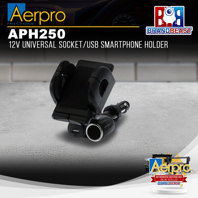 Aerpro APH250 12V Universal Socket/USB Smartphone Holder