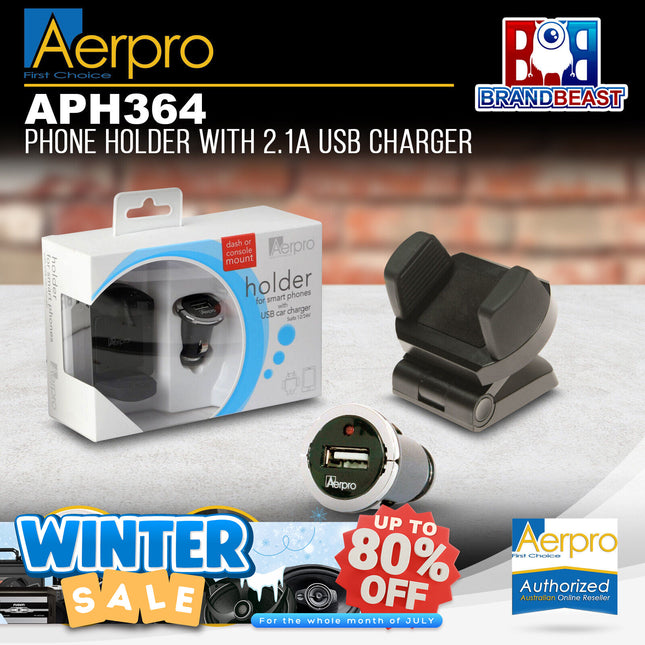 Aerpro APH364 Phone Holder with 2.1A USB Charger