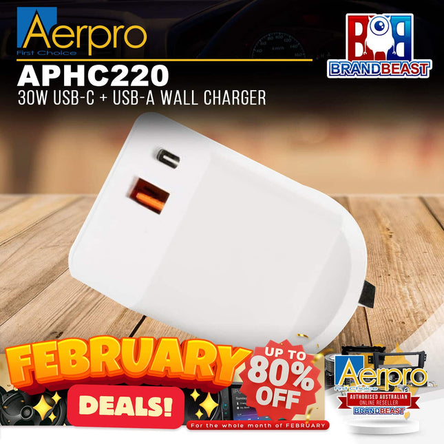 Aerpro APHC220 30W USB-C + USB-A Wall Charger