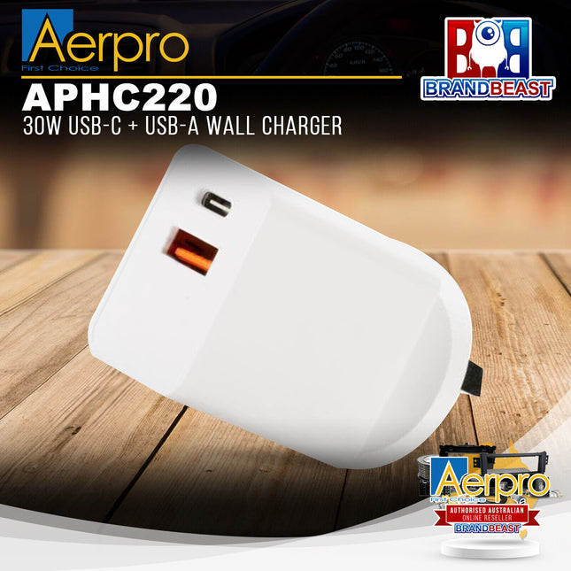 Aerpro APHC220 30W USB-C + USB-A Wall Charger