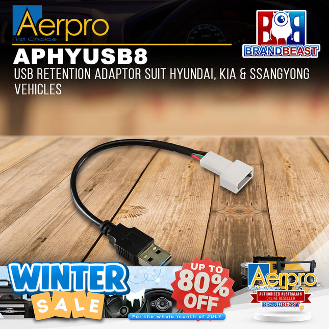 Aerpro APHYUSB8 USB Retention Adaptor Suit Hyundai, Kia & SsangYong Vehicles