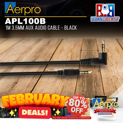 Aerpro APL100B 1M 3.5mm AUX Audio Cable - Black