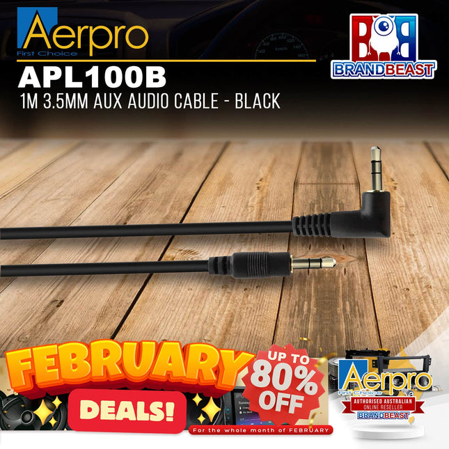 Aerpro APL100B 1M 3.5mm AUX Audio Cable - Black