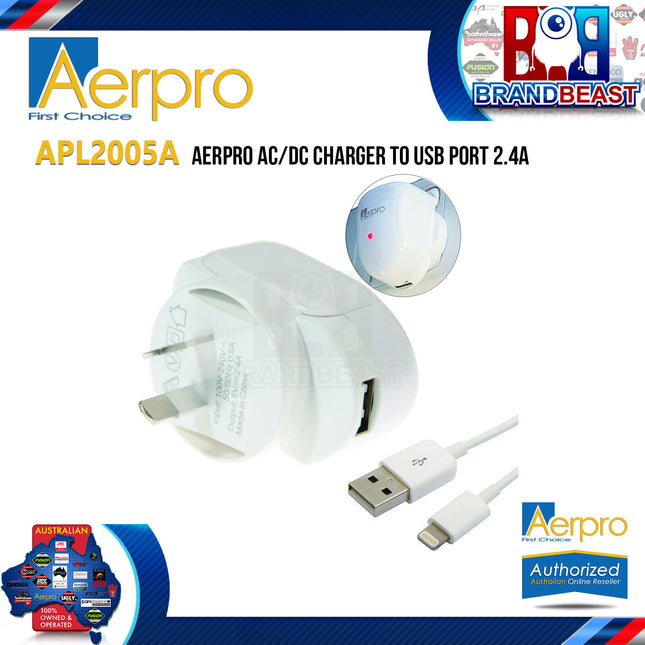 Aerpro APL2005A AC/DC Charger to USB Port 2.4A