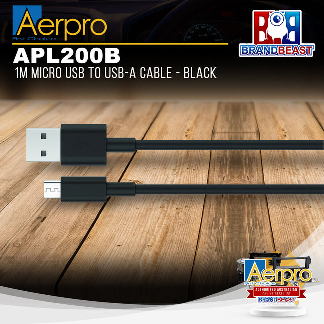 Aerpro APL200B 1M Micro USB To USB-A Cable - Black