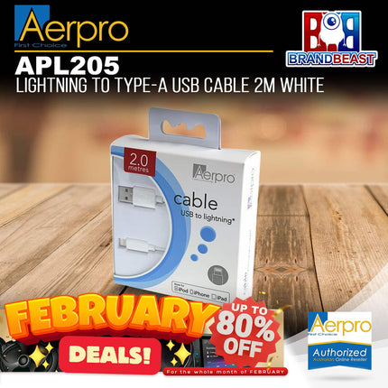 Aerpro APL205 2M Lightning to Type A USB Cable