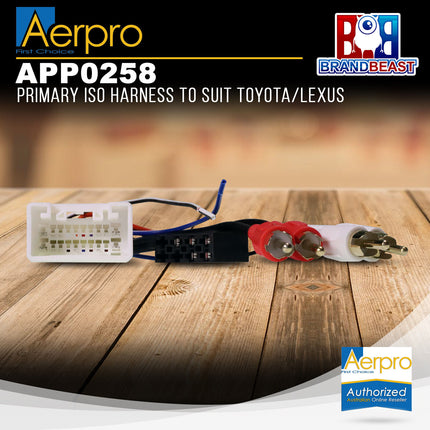 Aerpro APP0258 Primary ISO Harness to Suit Toyota/Lexus (Amplified)
