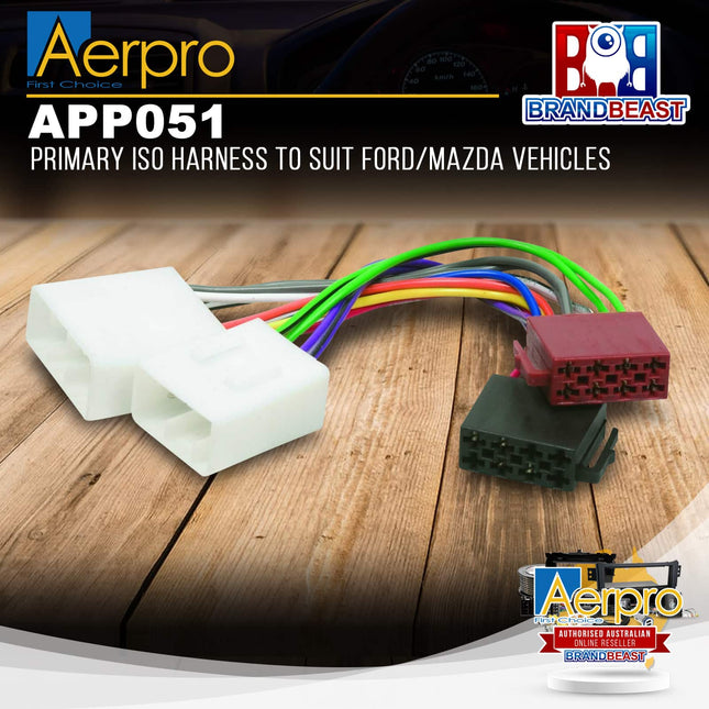 Aerpro APP051 Primary ISO Harness to Suit Ford/Mazda Vehicles