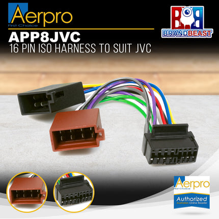 Aerpro APP8JVC JVC To ISO Harness 16 Pin