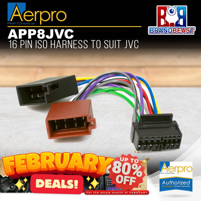 Aerpro APP8JVC JVC To ISO Harness 16 Pin