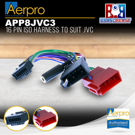 Aerpro APP8JVC3 JVC to ISO Harness 16 Pin