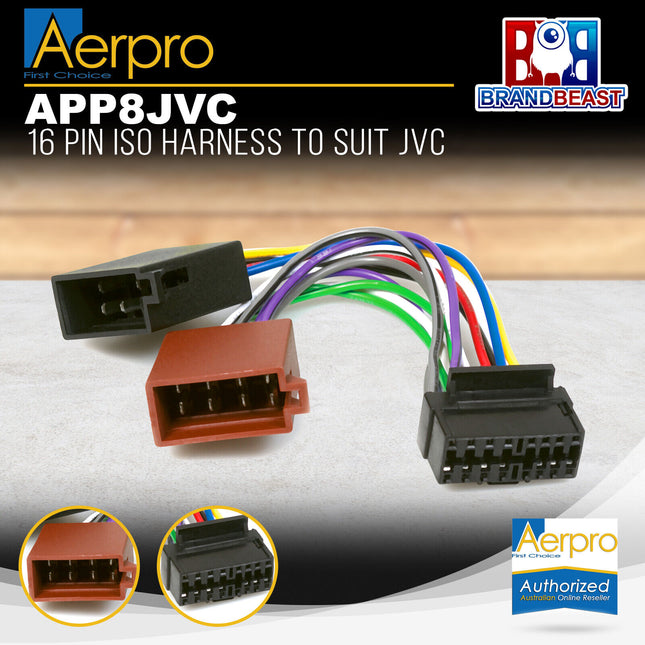 Aerpro APP8JVC JVC To ISO Harness 16 Pin