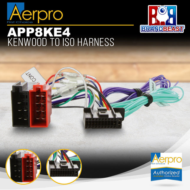 Aerpro APP8KE4 APP8 Secondary ISO Harness to Suit Kenwood AV Headunits