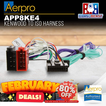 Aerpro APP8KE4 APP8 Secondary ISO Harness to Suit Kenwood AV Headunits