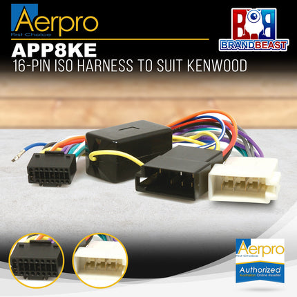 Aerpro APP8KE APP8 Secondary ISO Harness to Suit Kenwood Headunits