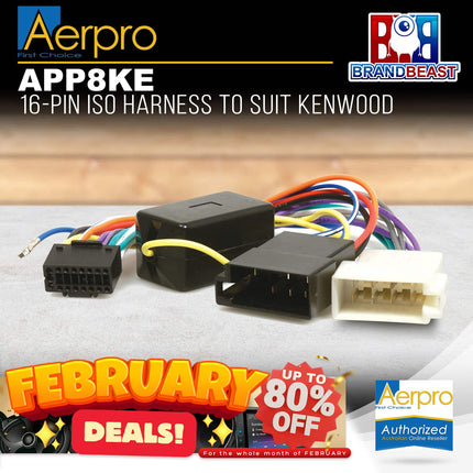 Aerpro APP8KE APP8 Secondary ISO Harness to Suit Kenwood Headunits