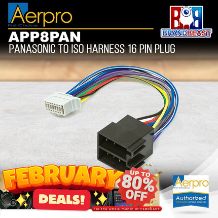 Aerpro APP8PAN APP8 Secondary ISO Harness to Suit Panasonic Headunits