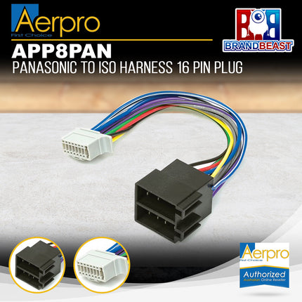 Aerpro APP8PAN APP8 Secondary ISO Harness to Suit Panasonic Headunits