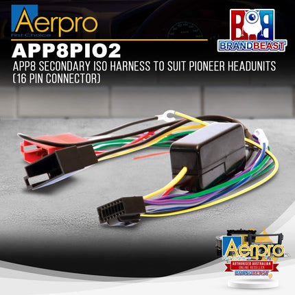 Aerpro APP8PIO2 APP8 Secondary ISO Harness to Suit Pioneer Headunits