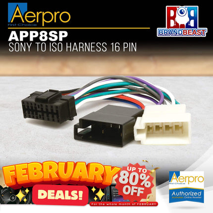 Aerpro APP8SP APP8 Secondary ISO Harness to Suit Sony Headunits