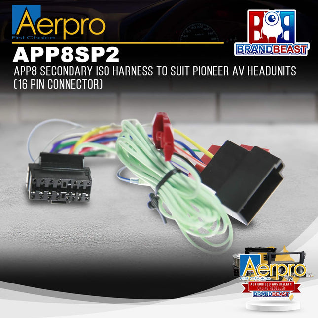 Aerpro APP8SP2 APP8 Secondary ISO Harness Suit Sony AV Headunits (16 Pin)