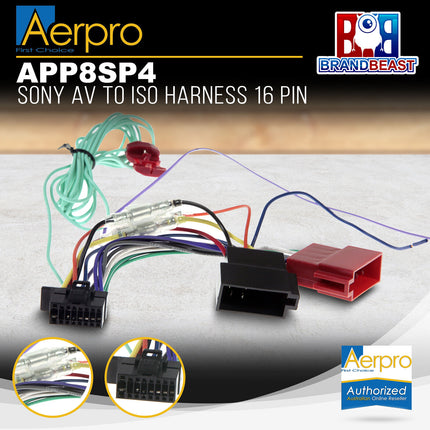 Aerpro APP8SP4 APP8 Secondary ISO Harness to Suit Sony AV Headunits