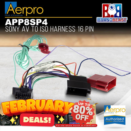 Aerpro APP8SP4 APP8 Secondary ISO Harness to Suit Sony AV Headunits