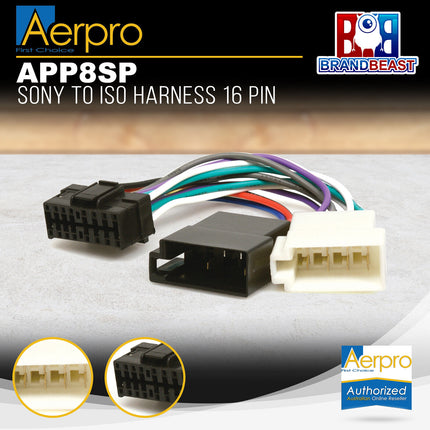 Aerpro APP8SP APP8 Secondary ISO Harness to Suit Sony Headunits