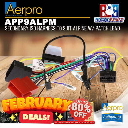 Aerpro APP9ALPM Secondary ISO Harness to Suit Alpine w/ Patch Lead