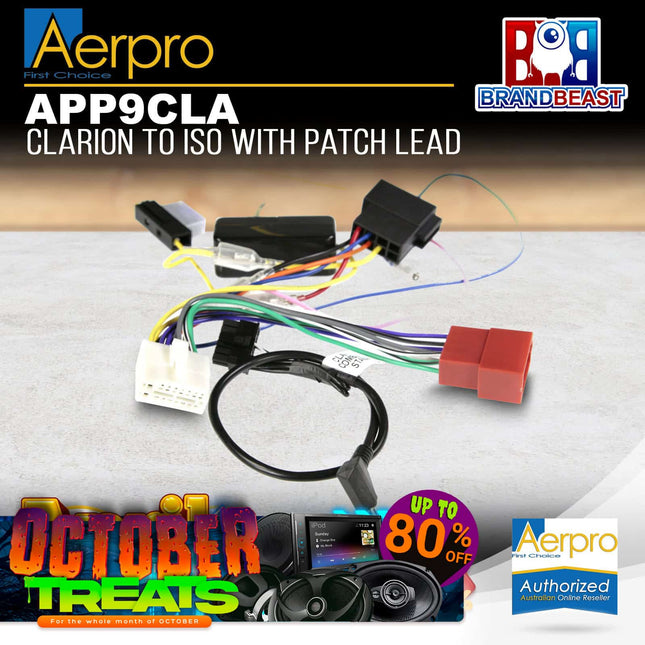 Aerpro APP9CLA Secondary ISO Harness &amp; SWC Patch Lead to Suit Clarion Headunits