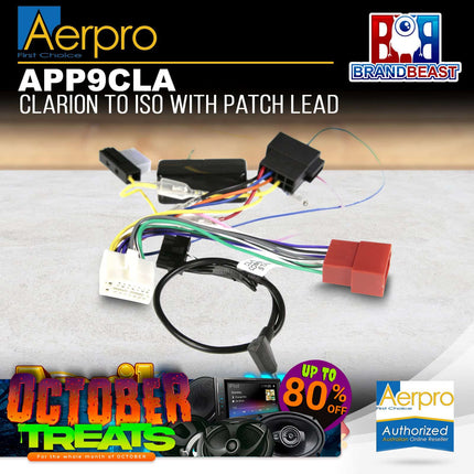 Aerpro APP9CLA Secondary ISO Harness &amp; SWC Patch Lead to Suit Clarion Headunits
