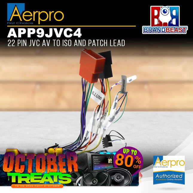 Aerpro APP9JVC4 Secondary ISO to SWC Patch Lead to Suit JVC Headunits - 22 Pin