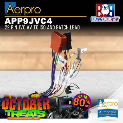 Aerpro APP9JVC4 Secondary ISO to SWC Patch Lead to Suit JVC Headunits - 22 Pin