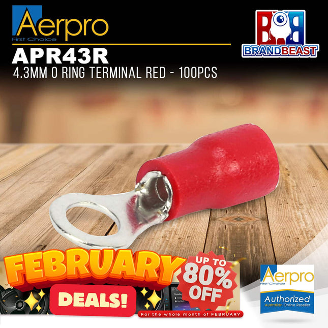 Aerpro APR43R 4.3mm O Ring Terminal Red - 100pcs