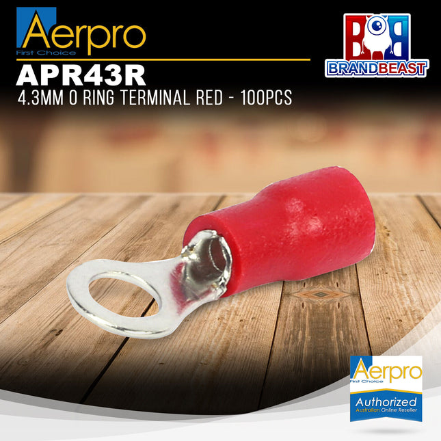Aerpro APR43R 4.3mm O Ring Terminal Red - 100pcs
