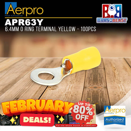 Aerpro APR63Y 6.4mm O Ring Terminal Yellow - 100pcs