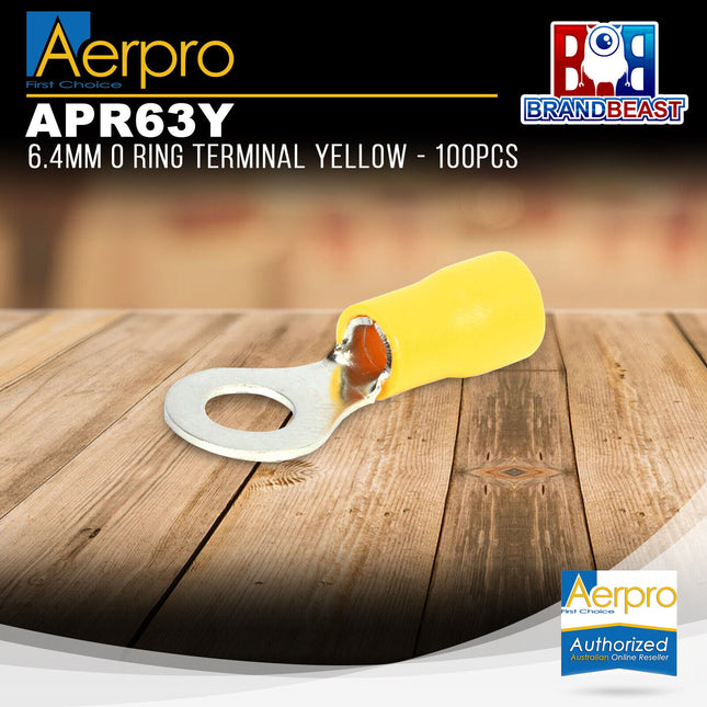 Aerpro APR63Y 6.4mm O Ring Terminal Yellow - 100pcs