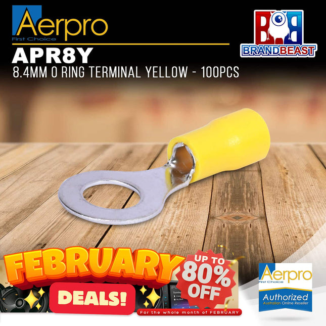 Aerpro APR8Y 8.4mm O Ring Terminal Yellow - 100pcs