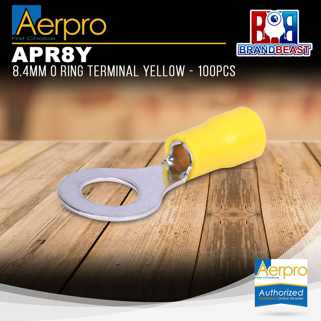 Aerpro APR8Y 8.4mm O Ring Terminal Yellow - 100pcs