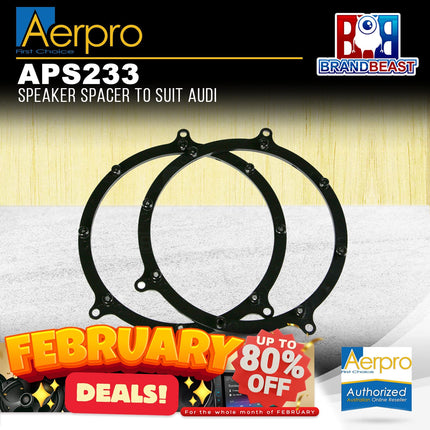 Aerpro APS233 Factory Speaker Adaptor Spacers Suit Audi 165mm