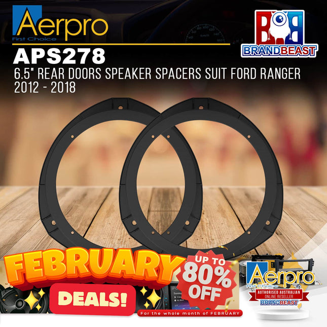 Aerpro APS278 6.5&quot; Rear Doors Speaker Spacers Suit Ford Ranger 2012 - 2018