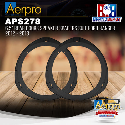 Aerpro APS278 6.5" Rear Doors Speaker Spacers Suit Ford Ranger 2012 - 2018