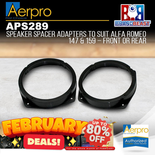 Aerpro APS289 6.5" Speaker Spacer Adapters Suit Alfa Romeo 147/159 (Front/Rear)