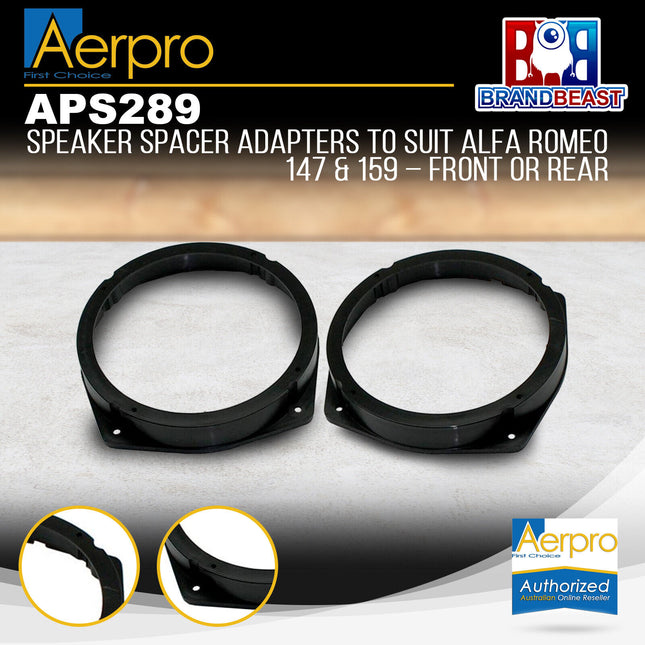Aerpro APS289 6.5" Speaker Spacer Adapters Suit Alfa Romeo 147/159 (Front/Rear)