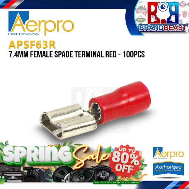 Aerpro APSF63R 7.4mm Female Spade Terminal Red - 100pcs